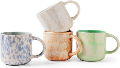 MONITO 12OZ Coffee Mugs Set of 4,Modern Ceramic Coffee Mugs Set with handle