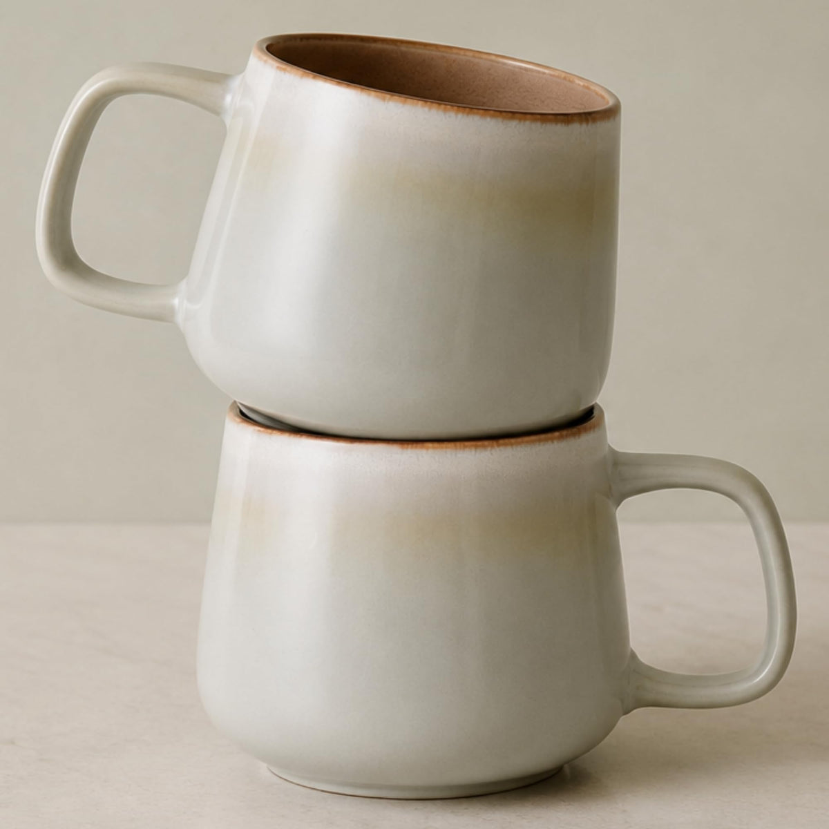 Ava Nord Stoneware Ceramic Coffee Mugs Set of 4 | 12 oz | Sage Ash