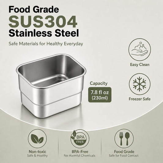 Stainless Steel Snackle Box, 8 Removable Snack Containers with Lids