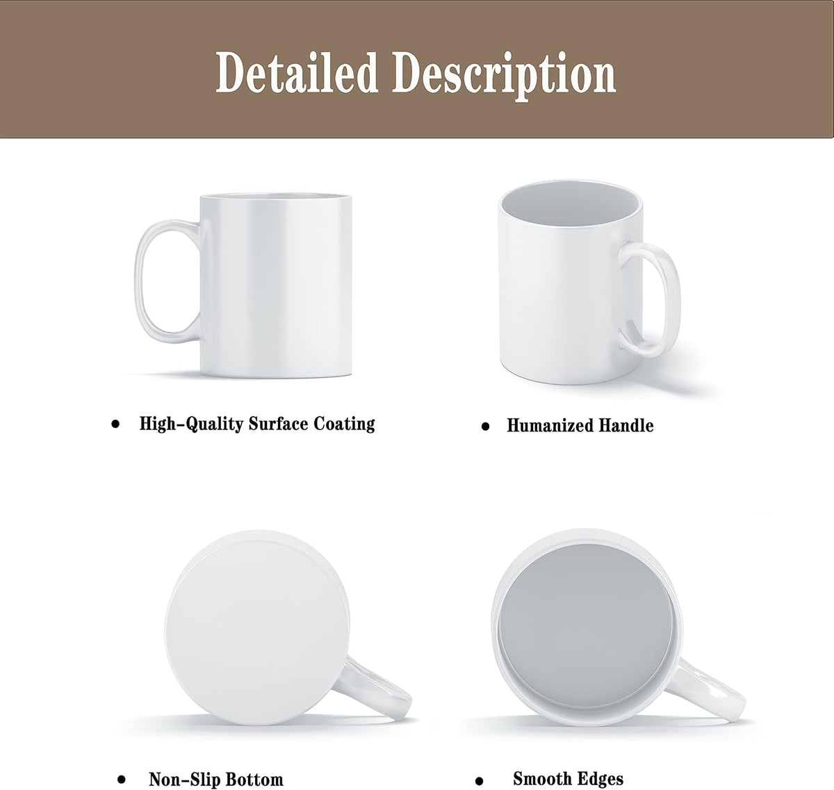 TANGLONG Sublimation Mugs Blank, Tazas Para Sublimacion, 11 oz Set of 12