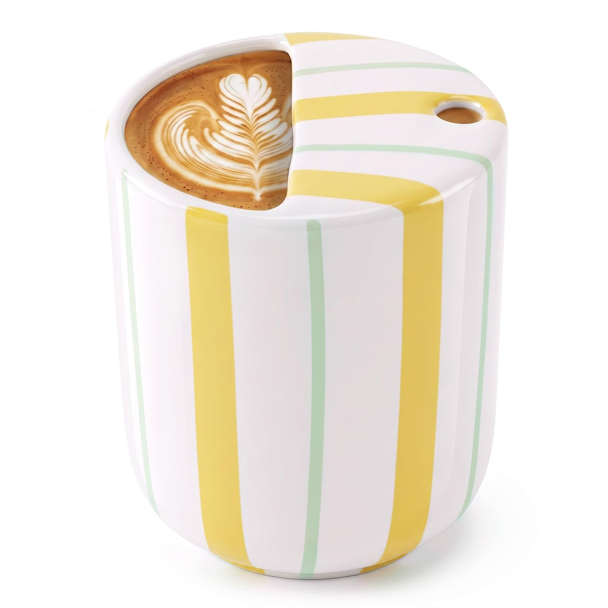 1 Pcs Ceramic Mug with Sip Hole 10 oz Blue Striped