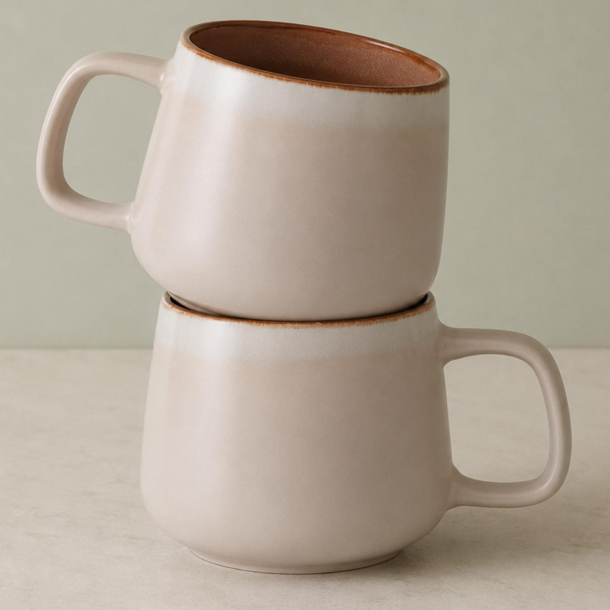 Ava Nord Stoneware Ceramic Coffee Mugs Set of 4 | 12 oz | Sage Ash