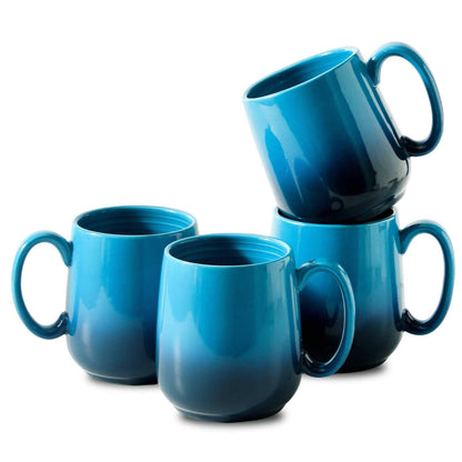 HASENSE Coffee Mugs Set of 4, 15oz Ceramic Coffee Cups with Handle, Two-Tone Design for Cappuccino Latte Tea, Large Microwave Dishwasher SafeMug Set, Housewarming Gift, Creamy White
