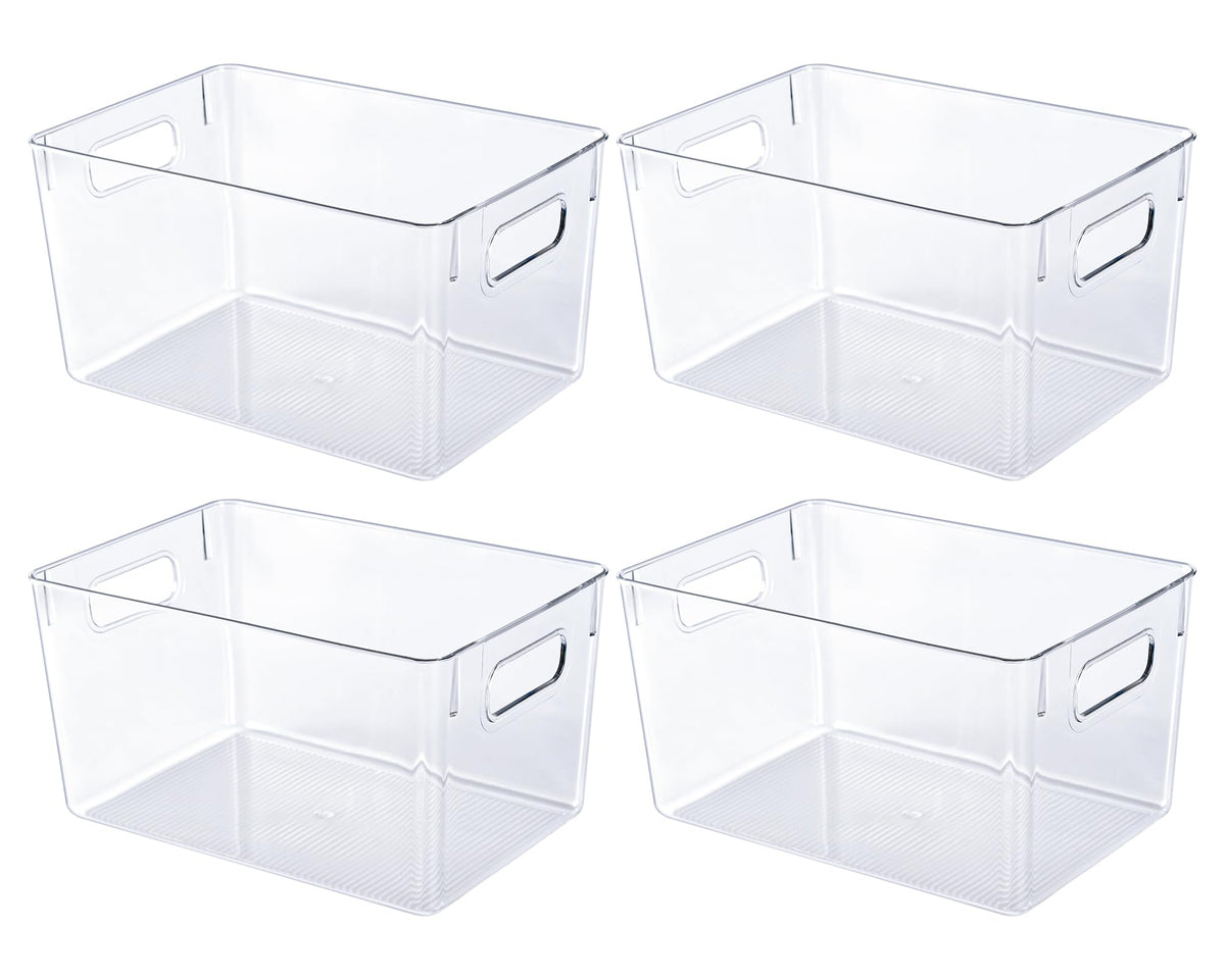 JollyPack Clear Plastic Storage Bins, 4 Pack