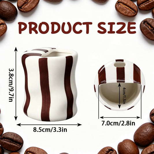 Ceramic Coffee Mug 10oz Cute Brown Stripes Coffee Cup Travel Mug Tumbler