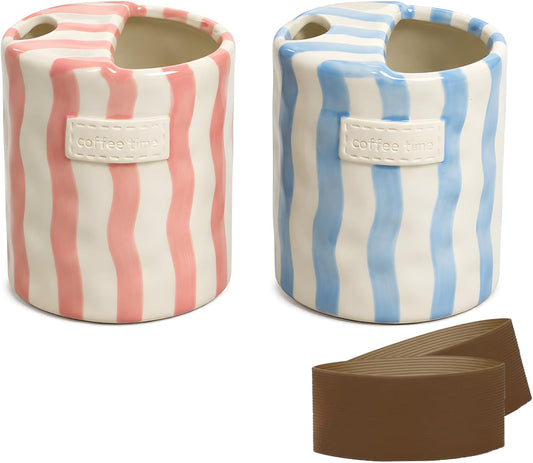 Ceramic Coffee Mug 2 Pack, 12oz Ceramic Coffee Cup with Sip Hole
