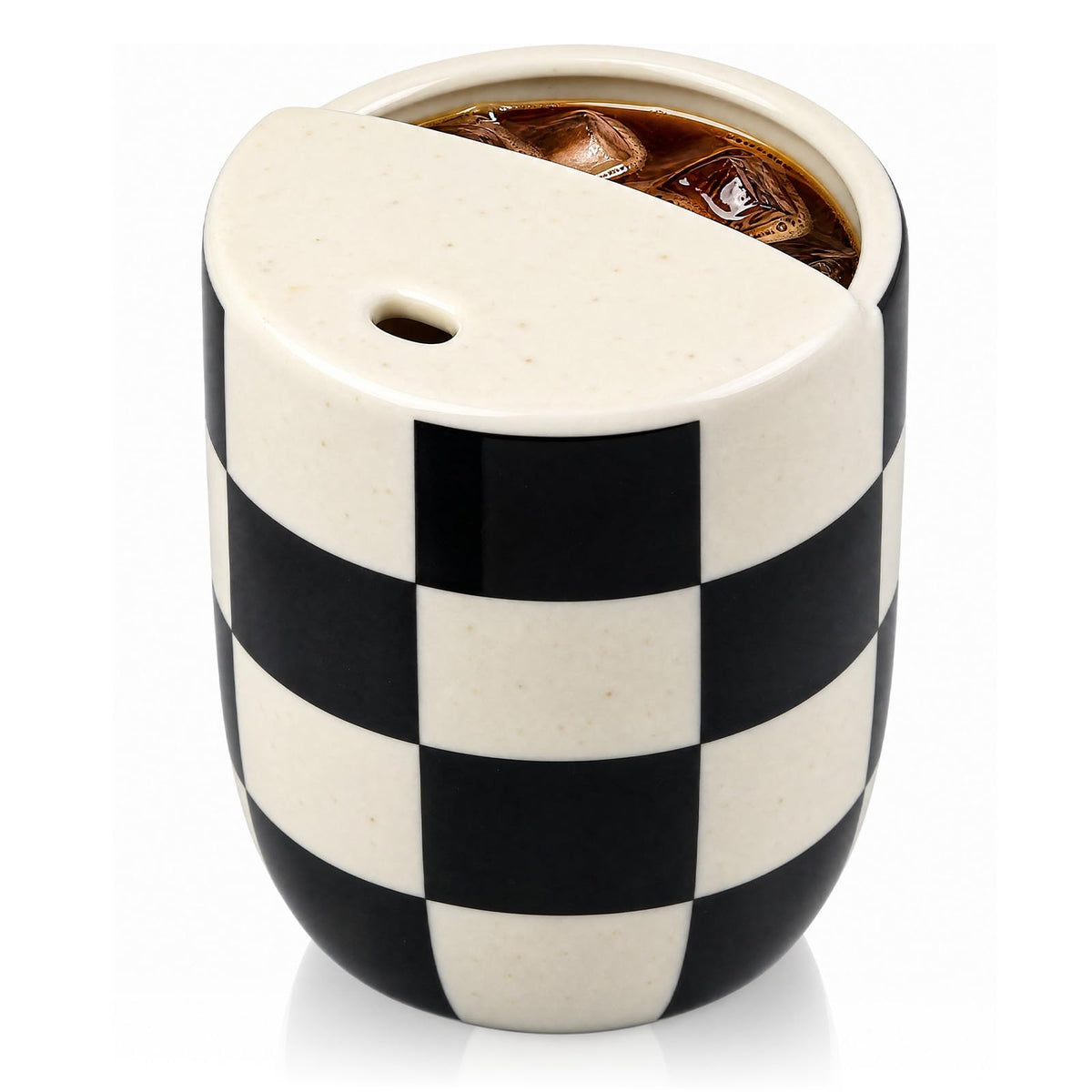 1 Pcs Ceramic Mug with Sip Hole 10 oz Blue Striped