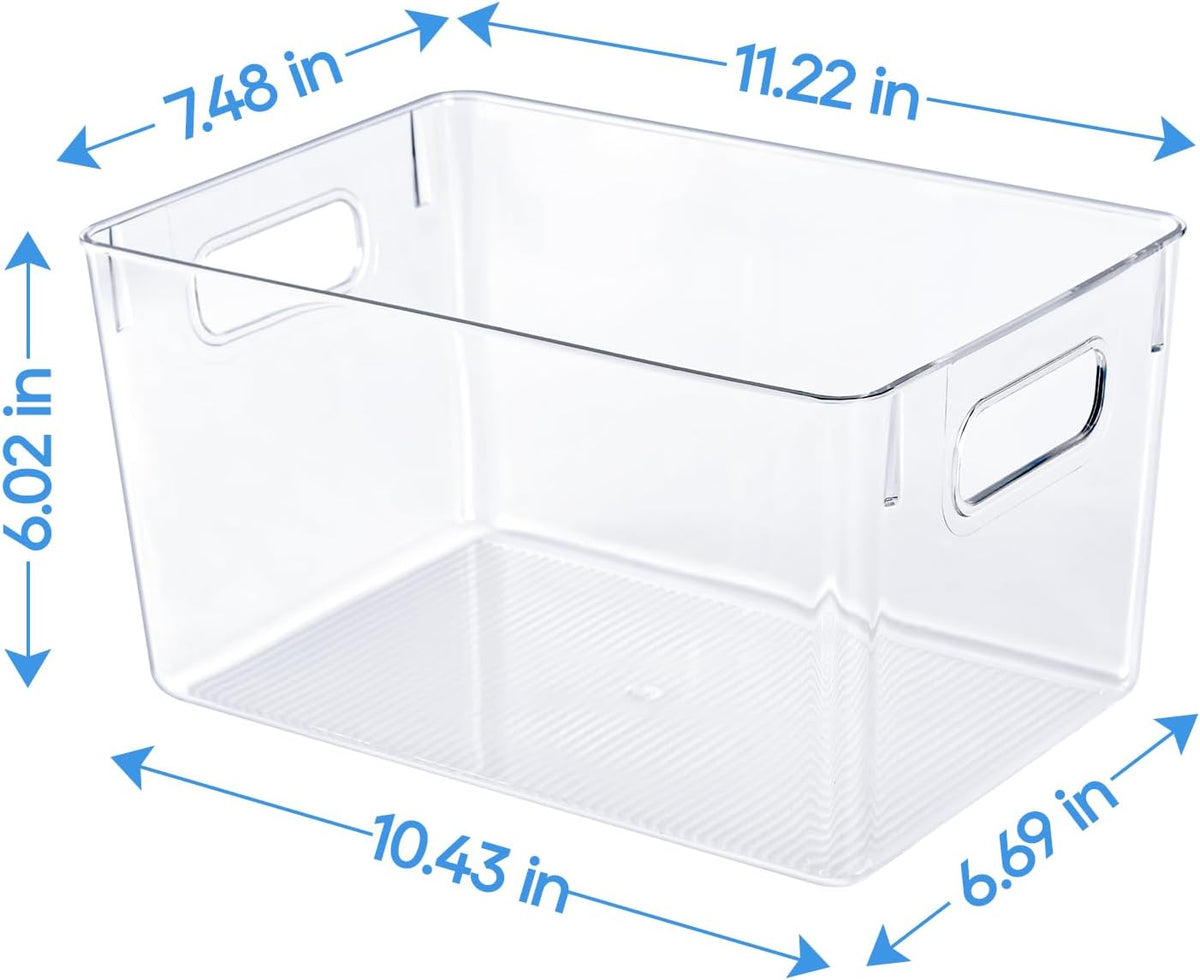 JollyPack Clear Plastic Storage Bins, 4 Pack