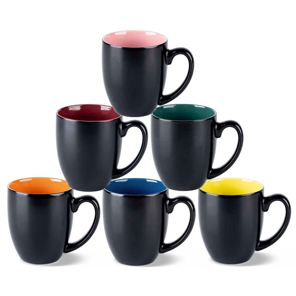 GBhome 16 oz Coffee Mugs Set of 6, Ceramic Coffee Cups- Multi-Color
