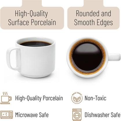 BTaT- Porcelain Stackable Coffee Mugs, 12 Pack, 12 oz, White