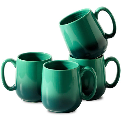 HASENSE Coffee Mugs Set of 4, 15oz Ceramic Coffee Cups with Handle, Two-Tone Design for Cappuccino Latte Tea, Large Microwave Dishwasher SafeMug Set, Housewarming Gift, Creamy White