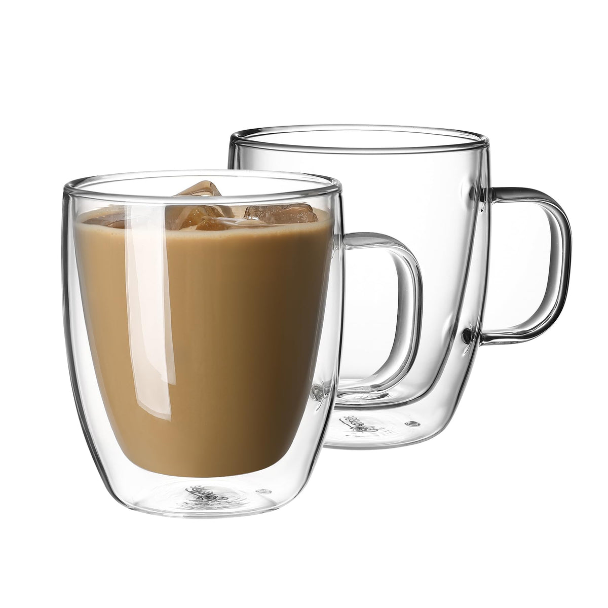 Sweese 12.5oz Borosilicate Glass Coffee Mugs Set of 4 - Double Walled, Clear Cups for Espresso, Latte, Tea