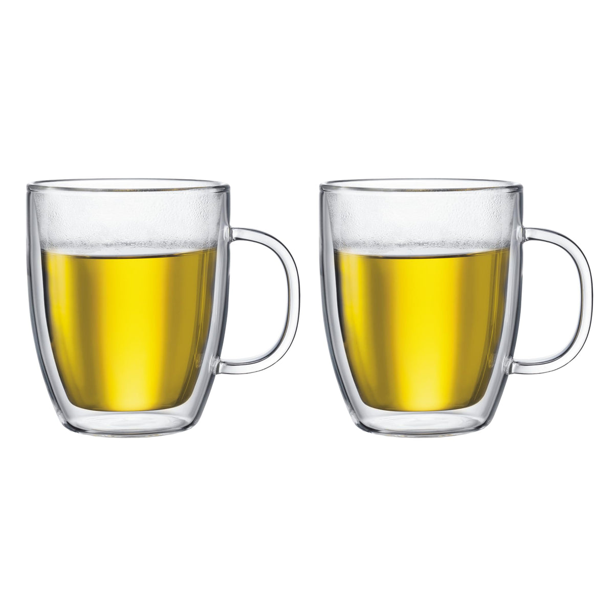 Bodum 10oz Bistro Double Wall Insulated Mug, High-Heat Borosilicate Glass, Set of 2, Clear