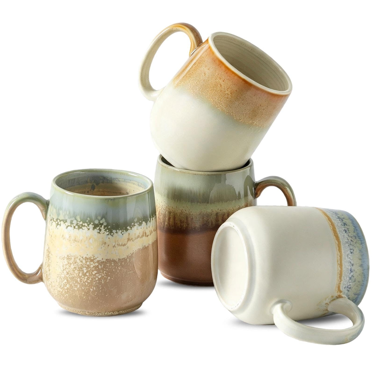 HASENSE Coffee Mugs, Reactive Glaze Coffee Cup Set of 6