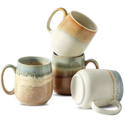 HASENSE Coffee Mugs, Reactive Glaze Coffee Cup Set of 6