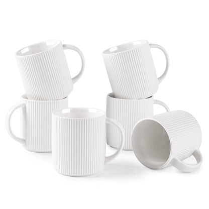 theterra Ceramic Coffee Mugs Set of 6, 12 oz Coffee Cups with Handle