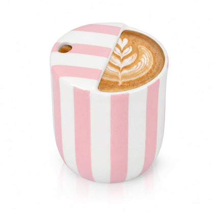 1 Pcs Ceramic Mug with Sip Hole 10 oz Blue Striped