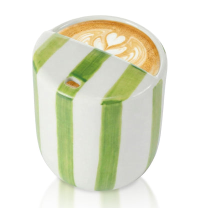 1 Pcs Ceramic Mug with Sip Hole 10 oz Blue Striped