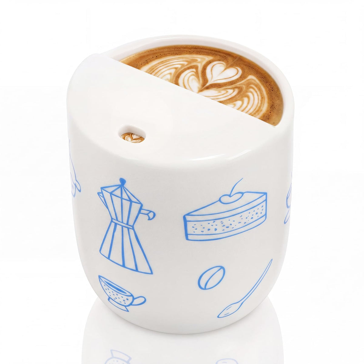 1 Pcs Ceramic Mug with Sip Hole 10 oz Blue Striped