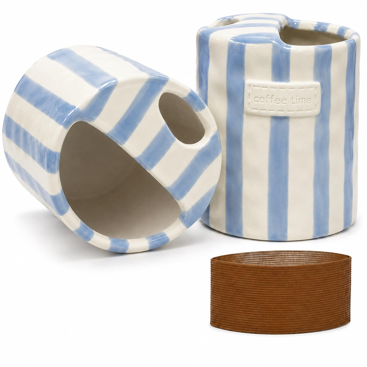 Ceramic Travel Coffee Mug with Straw Hole 12oz, Espresso Cups