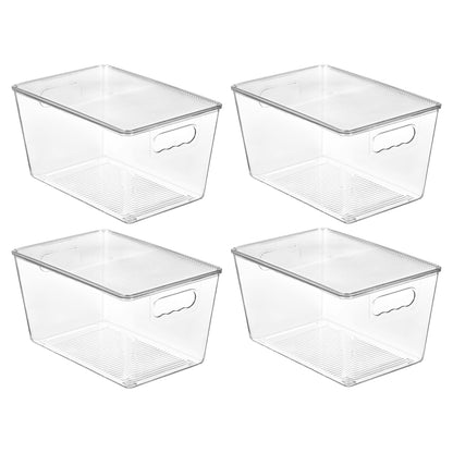 Vtopmart 4 Pack Clear Stackable Storage Bins with Lids and Handles, XLarge