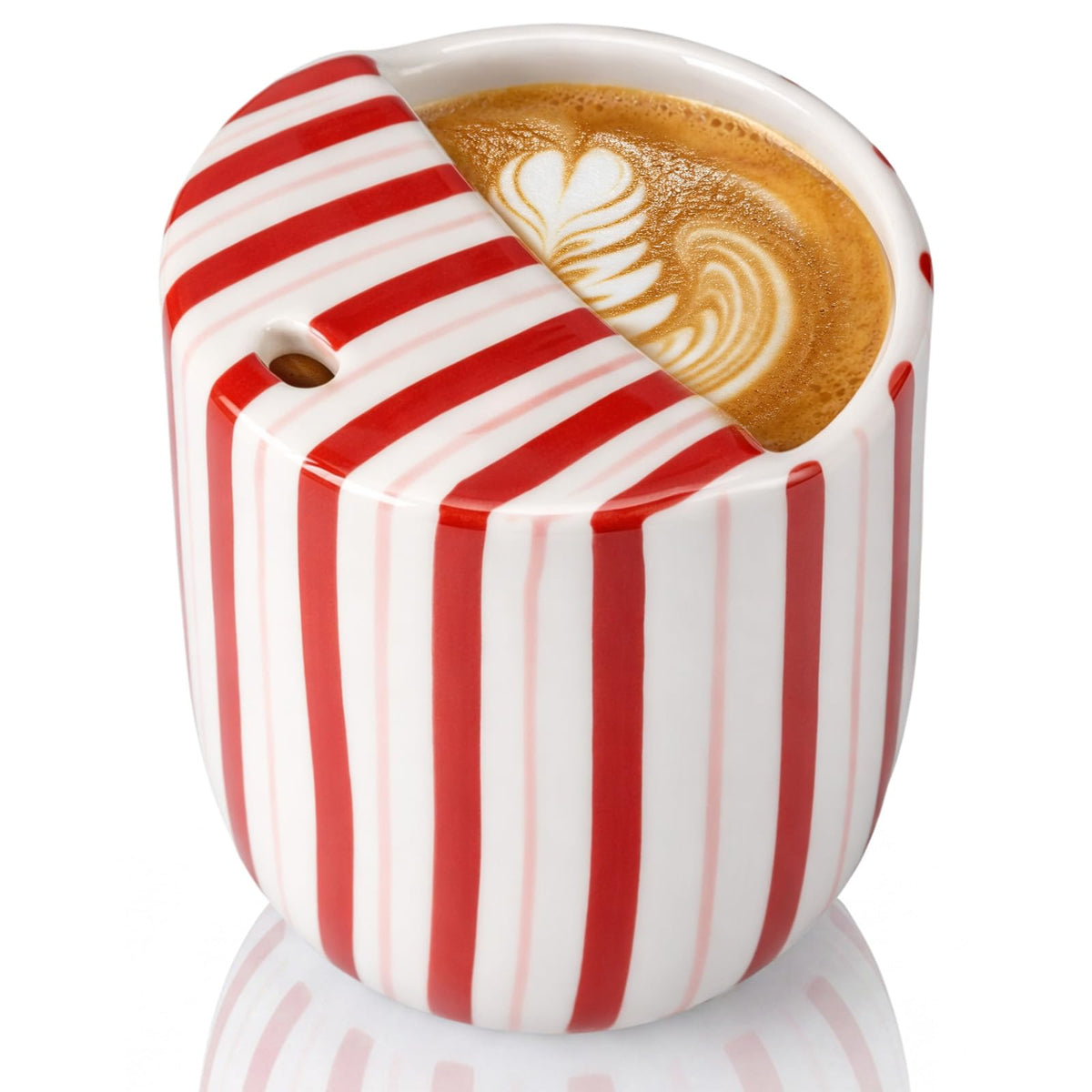 1 Pcs Ceramic Mug with Sip Hole 10 oz Blue Striped