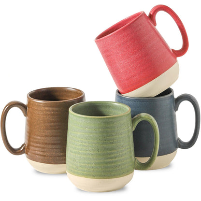 HASENSE Coffee Mugs Set of 4, 15oz Ceramic Coffee Cups with Handle, Two-Tone Design for Cappuccino Latte Tea, Large Microwave Dishwasher SafeMug Set, Housewarming Gift, Creamy White