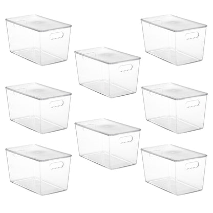 Vtopmart 4 Pack Clear Stackable Storage Bins with Lids and Handles, XLarge