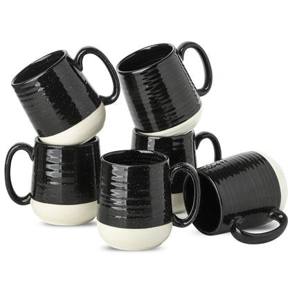 HASENSE Coffee Mugs Set of 4, 15oz Ceramic Coffee Cups with Handle, Two-Tone Design for Cappuccino Latte Tea, Large Microwave Dishwasher SafeMug Set, Housewarming Gift, Creamy White