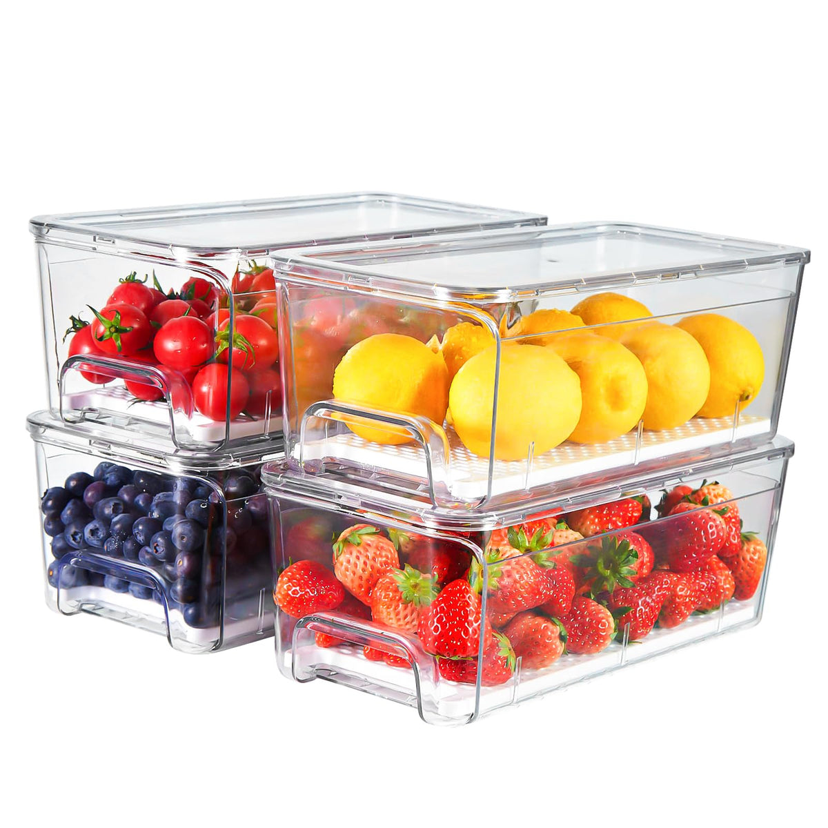 Pull-Out Fridge Organizer, 4-Pack Clear Refrigerator Storage Bins