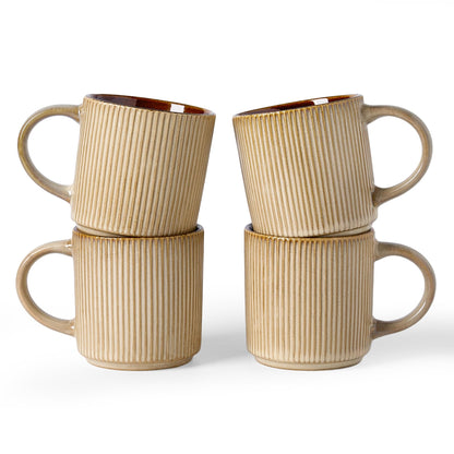 famiware Coffee Mug Set of 4, Star 12 oz Ceramic Mugs Cups Set with Handle