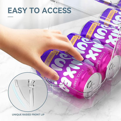 theaoo Soda Can Dispenser for Refrigerator with Lids, Stackable, 2 Pack