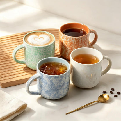 MONITO 12OZ Coffee Mugs Set of 4,Modern Ceramic Coffee Mugs Set with handle