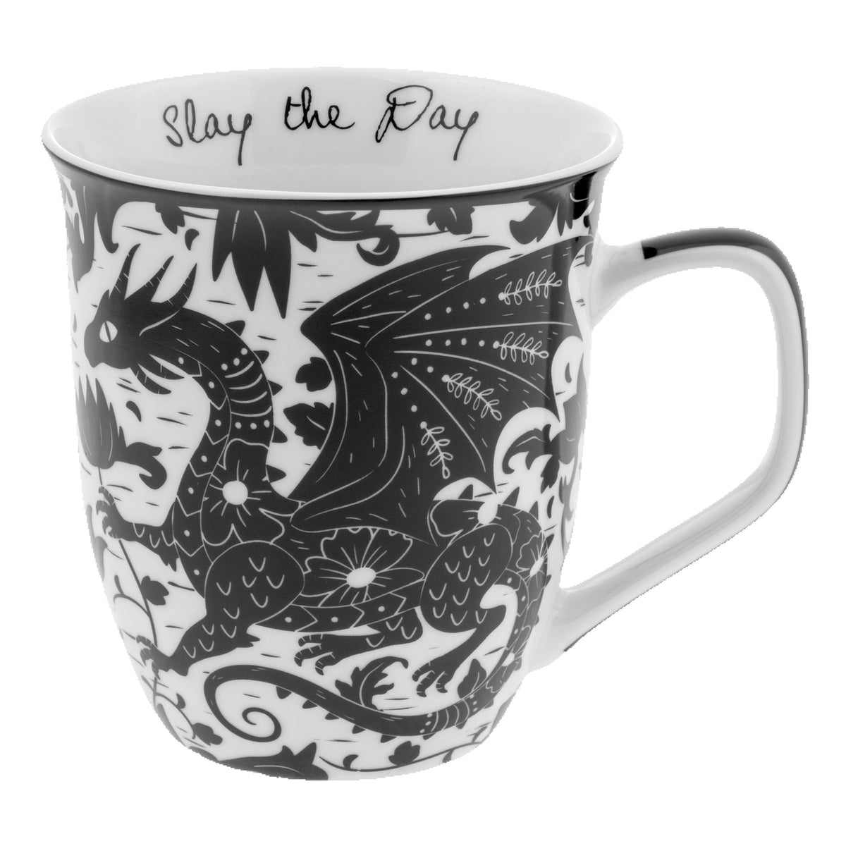 Karma Gifts, 14 oz Black and White Boho Mug, Cute Coffee and Tea Mug, Ceramic Coffee Mugs for Women and Men, Dragonfly
