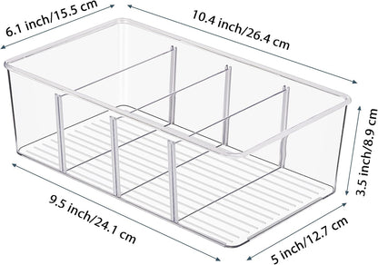 Vtopmart 8 Pack Food Storage Organizer Bins, Clear Plastic, 4 Compartments