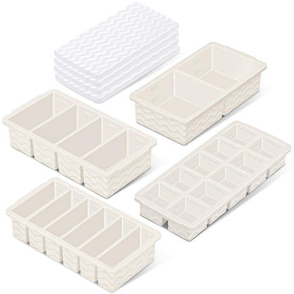 Ice Cube Tray with Lid (4-Pack), 2 Tbsp Large Silicone Freezer Molds, Perfect for Coffee Whiskey Cocktail Ice Making, Stackable Freezer Containers for Storing Sauce, Garlic, Herbs, Ginger