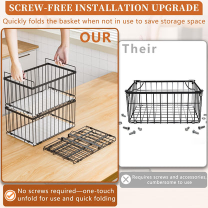 Large Freezer Organizer Bins for 5 to 9 Cu.Ft,Quick Expand/Collapse,3PACK