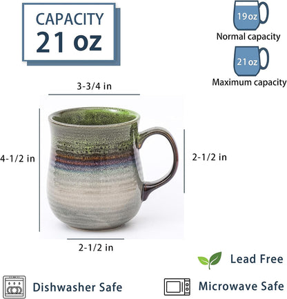 21 oz Large Ceramic Coffee Mugs, Handmade Tea Cups with Handle