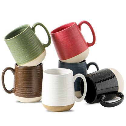HASENSE Coffee Mugs Set of 4, 15oz Ceramic Coffee Cups with Handle, Two-Tone Design for Cappuccino Latte Tea, Large Microwave Dishwasher SafeMug Set, Housewarming Gift, Creamy White