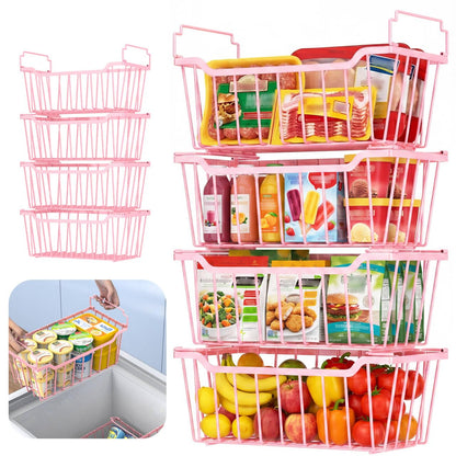 Goovilla Freezer Organizer Bins for 5-7 Cu.FT Chest Freezer, 4 Pack Black