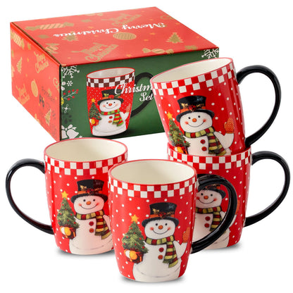 HASENSE Coffee Mugs Set of 4, 15oz Ceramic Coffee Cups with Handle, Two-Tone Design for Cappuccino Latte Tea, Large Microwave Dishwasher SafeMug Set, Housewarming Gift, Creamy White