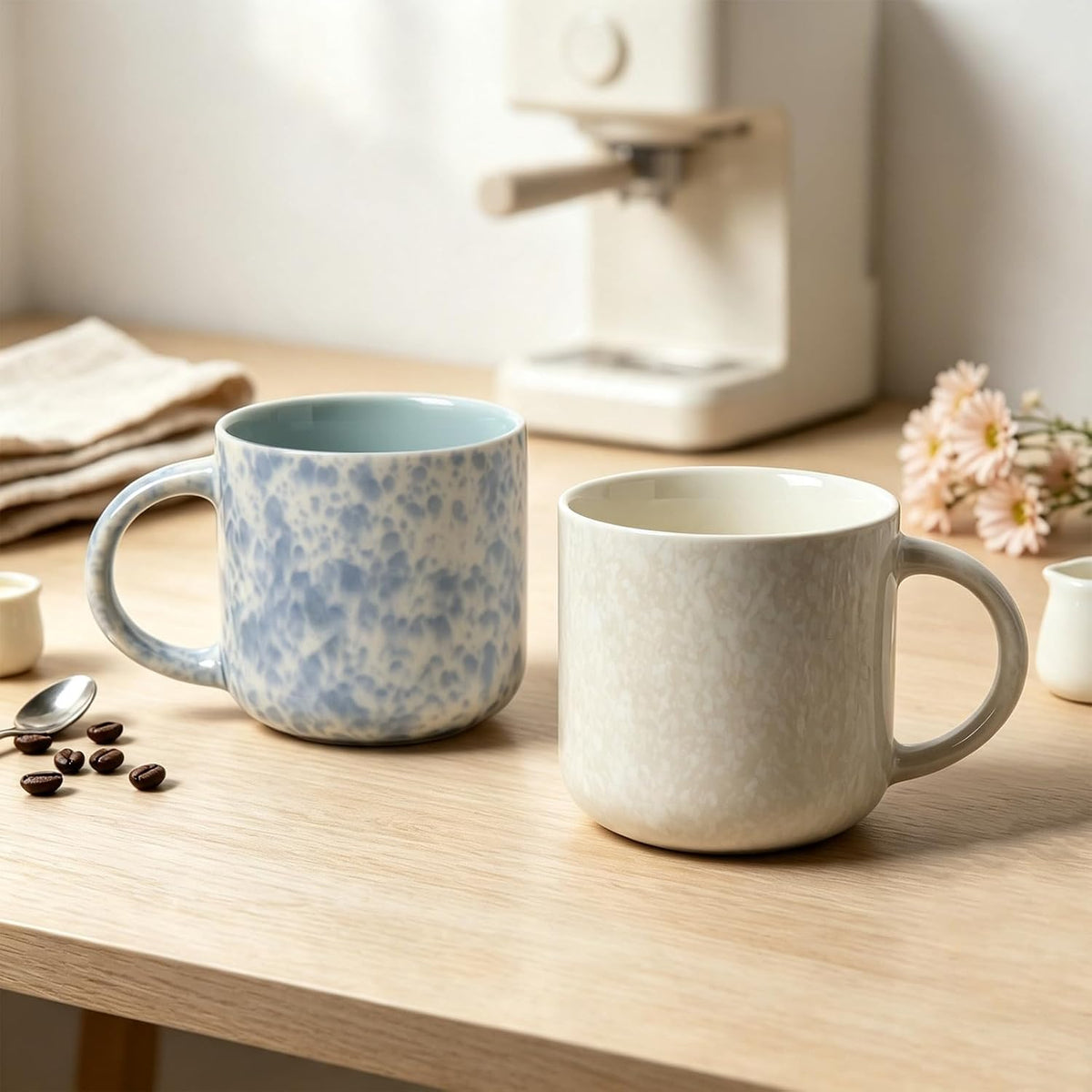 MONITO 12OZ Coffee Mugs Set of 4,Modern Ceramic Coffee Mugs Set with handle