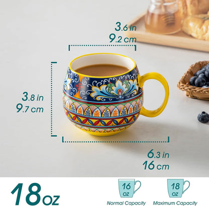 vancasso Coffee Mugs Set of 6, 18oz Ceramic Coffee Cups, Colorful, SIMI