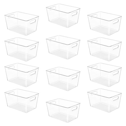 YIHONG 4 Pack Clear Storage Bins, Pantry Organizer Bins with Handle, Small