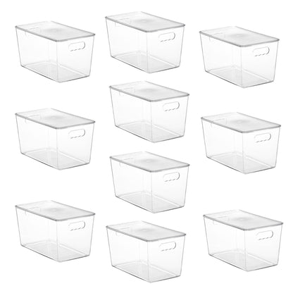 Vtopmart 2 Pack Clear Stackable Storage Bins with Lids and Handles, Large