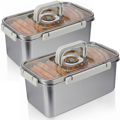 Gifhomfix Bread Box Bread Boxes for Kitchen Counter Airtight, Time Recording Bread Storage Container with Lid, Bread Keeper for Homemade Bread, Toast, Bagel, Donut and Cookies, Grey