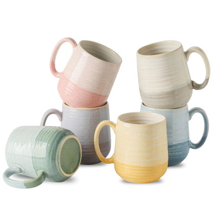 HASENSE Coffee Mugs, Reactive Glaze Coffee Cup Set of 6