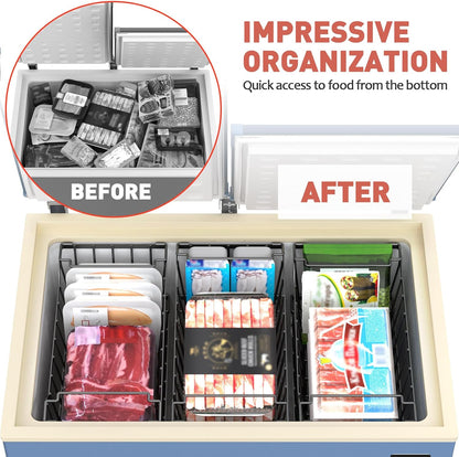 Goovilla Freezer Organizer Bins for 5-7 Cu.FT Chest Freezer, 4 Pack Black