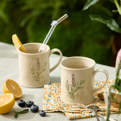 2 Pack Floral Ceramic Coffee Mugs - Yellow and Blue Flowers, Hand-Painted, Microwave & Dishwasher Safe, Ideal for Cappuccino, Tea, Hot Chocolate
