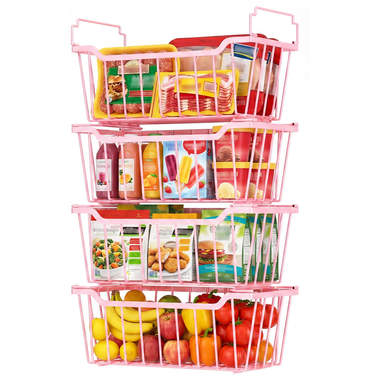 Goovilla Freezer Organizer Bins for 5-7 Cu.FT Chest Freezer, 4 Pack Black